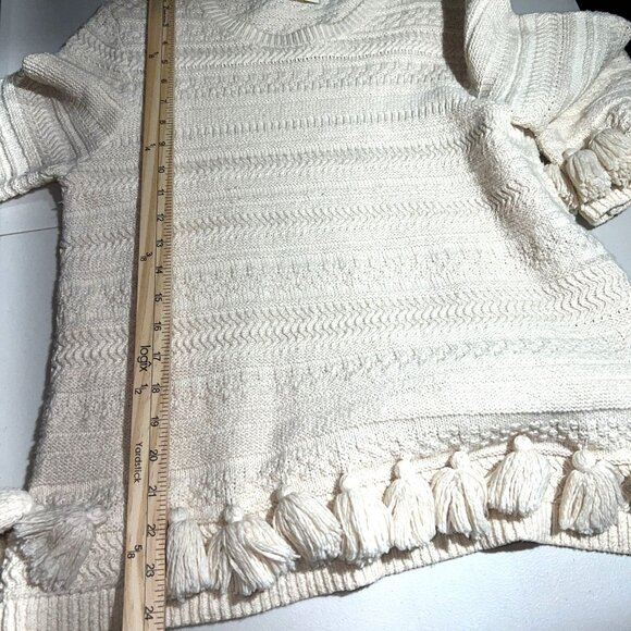 Kate Spade New York Beige Knit Sweater With Tassel Hem Medium - Picture 11 of 13